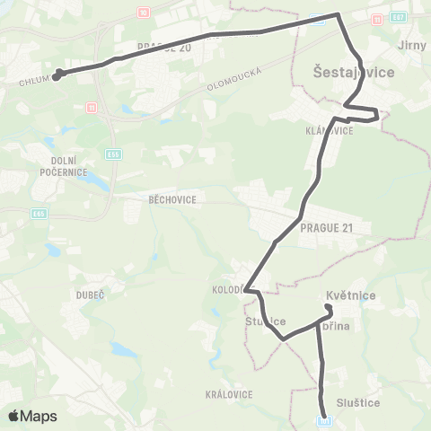 PID Praha,Černý Most - Křenice map