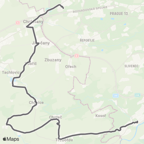 PID Praha,Zličín - Choteč - Praha,Nádraží Radotín map