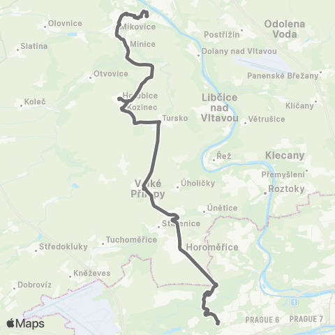 PID Praha,Bořislavka - Kralupy Nad Vltavou map