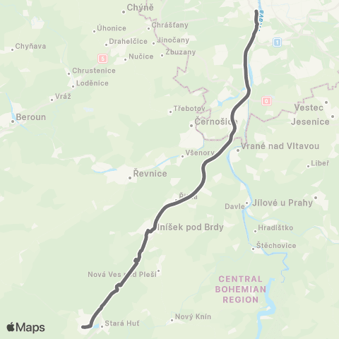 PID Praha,Smíchovské Nádraží - Mníšek Pod Brdy - Dobříš map