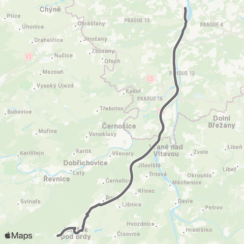PID Praha,Smíchovské Nádraží - Mníšek Pod Brdy map