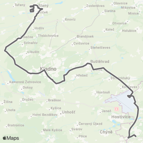 PID Praha,Zličín - Kladno - Slaný map
