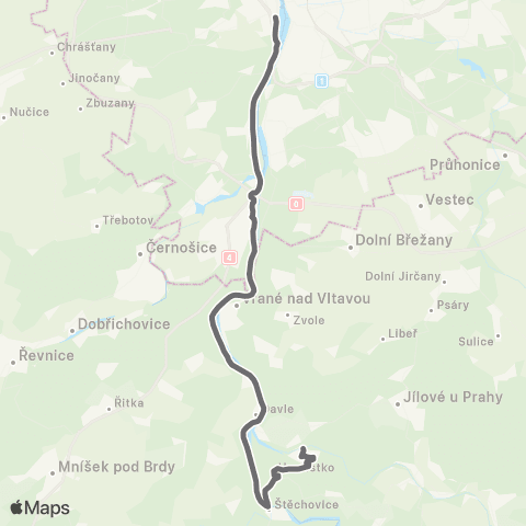 PID Praha,Smíchovské Nádraží - Hradištko,Pikovice map