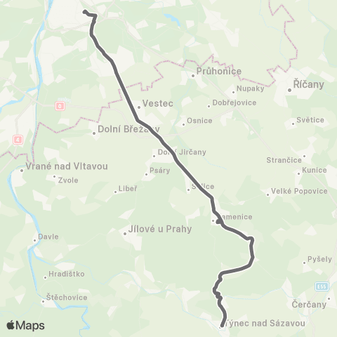 PID Praha,Budějovická - Týnec Nad Sázavou map