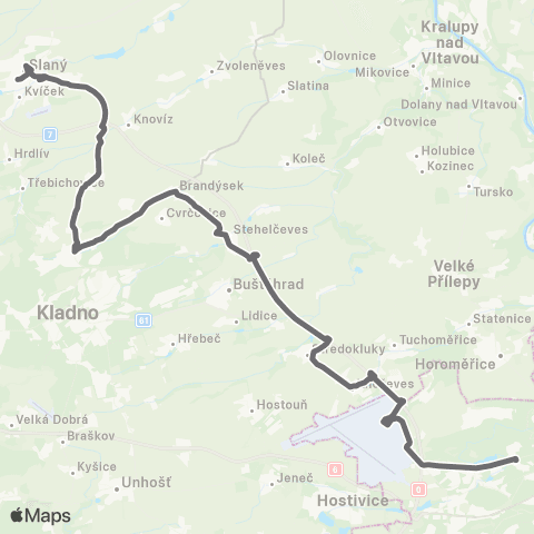 PID Praha,Nádraží Veleslavín - Brandýsek - Slaný map