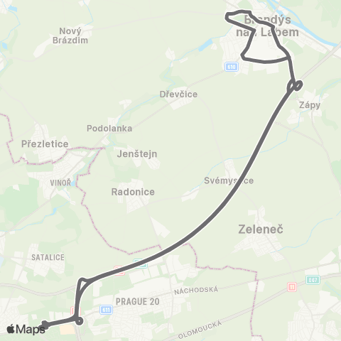 PID Praha,Černý Most - Brandýs Nad Labem-Stará Boleslav - Praha,Černý Most map