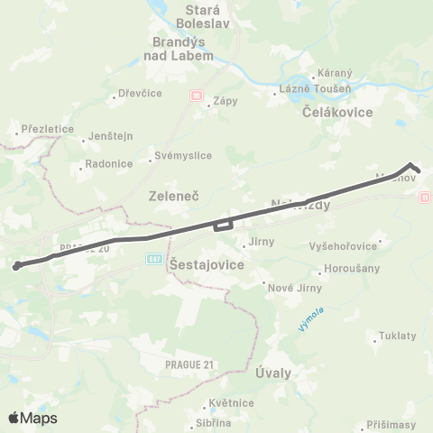 PID Praha,Černý Most - Mochov map