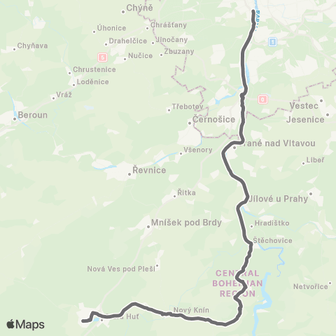 PID Praha,Smíchovské Nádraží - Štěchovice - Dobříš map