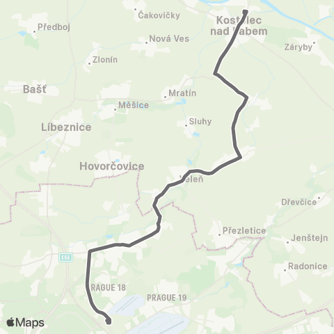 PID Praha,Letňany - Kostelec Nad Labem map
