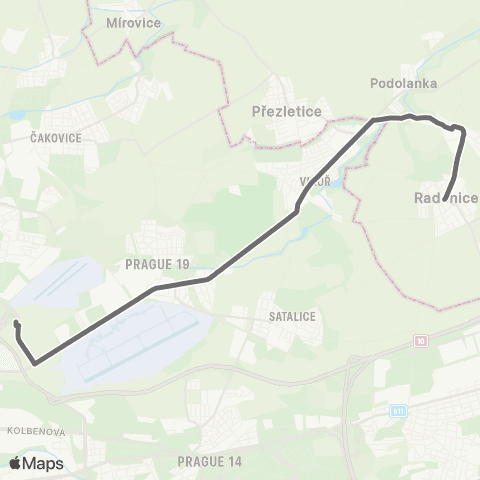 PID Praha,Letňany - Jenštejn / Radonice map