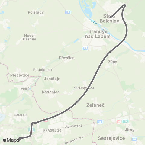 PID Praha,Černý Most - Brandýs Nad Labem-Stará Boleslav map
