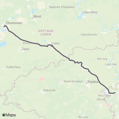 PID Praha,Nádraží Veleslavín - Slaný - Louny - Chomutov map