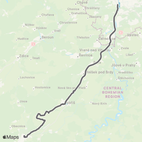 PID Praha,Smíchovské Nádraží - Dobříš - Rosovice - Příbram map