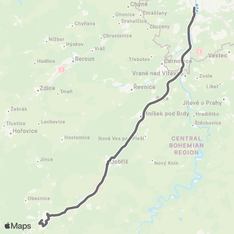 PID Praha,Smíchovské Nádraží - Dobříš - Příbram map