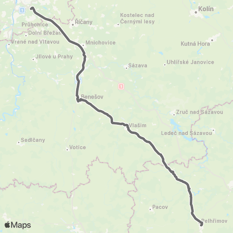 PID Praha,Roztyly - Vlašim - Pelhřimov map