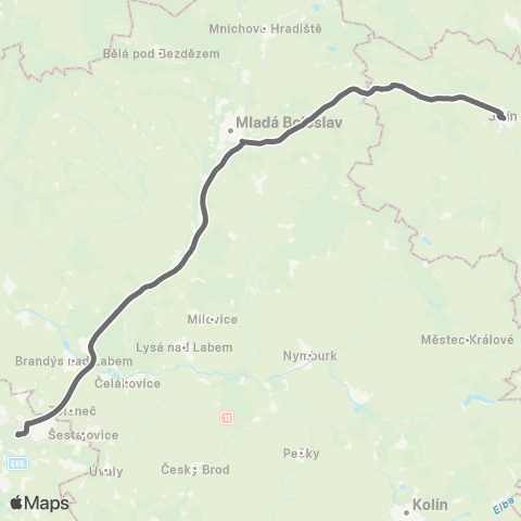 PID Praha,Černý Most - Mladá Boleslav - Jičín map