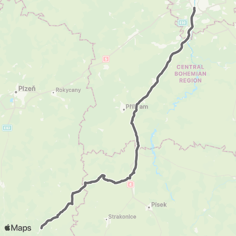 PID Sušice - Blatná - Praha map