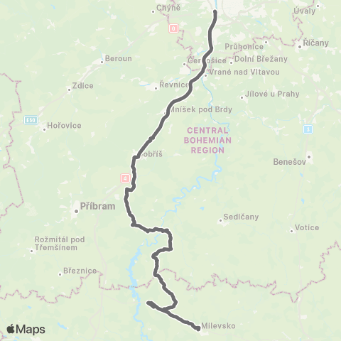 PID Praha,Smíchovské Nádraží - Milevsko map