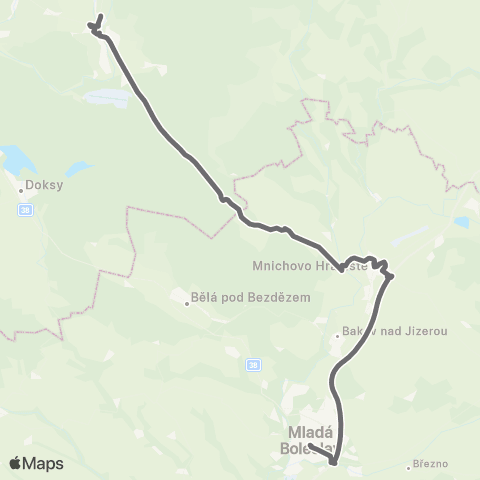 PID Mimoň - Ralsko - Mnichovo Hradiště - Mladá Boleslav map