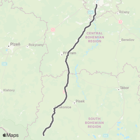 PID Vimperk - Strakonice - Praha map