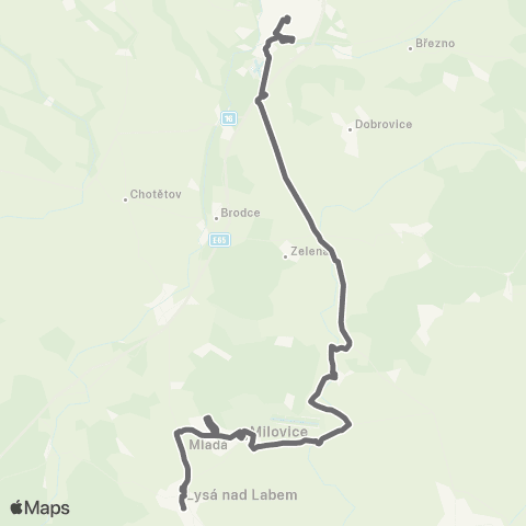 PID Lysá Nad Labem - Milovice - Mladá Boleslav map