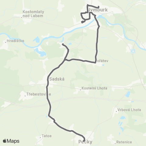 PID Nymburk - Sadská - Pečky map