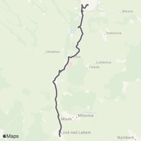 PID Mladá Boleslav - Benátky Nad Jizerou - Lysá Nad Labem map
