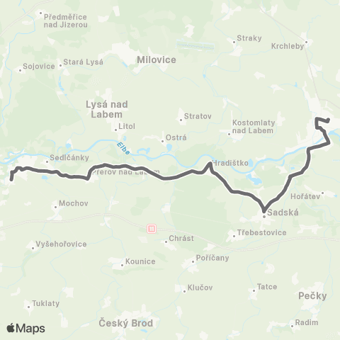 PID Nymburk - Sadská - Čelákovice map