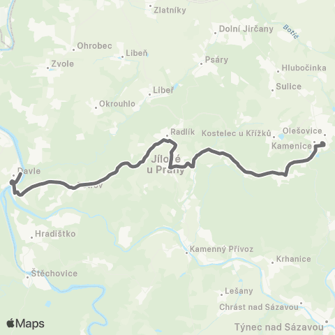 PID Davle - Jílové U Prahy - Kamenice map
