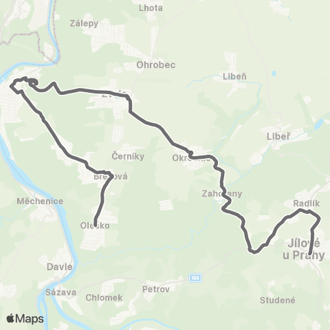 PID Březová-Oleško - Vrané Nad Vltavou - Jílové U Prahy map