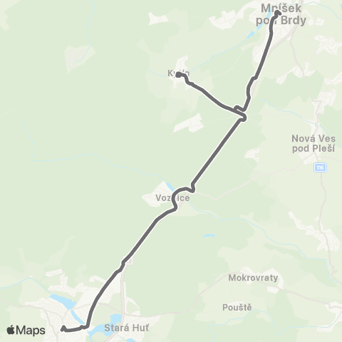 PID Mníšek Pod Brdy - Kytín - Dobříš map