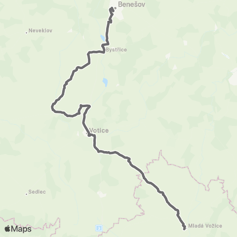 PID Benešov - Mladá Vožice map