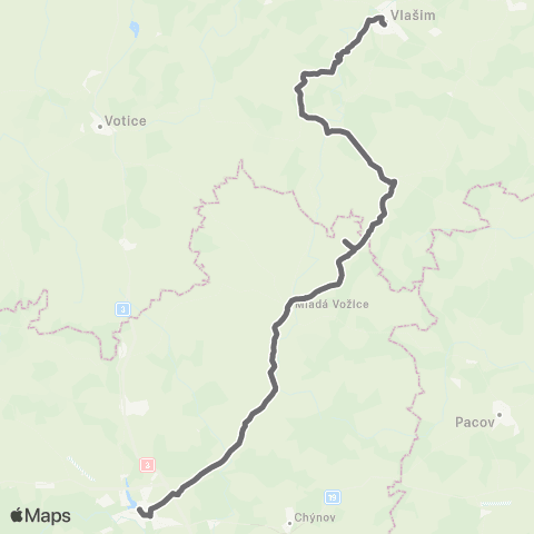 PID Tábor - Ratibořské Hory - Mladá Vožice - Vlašim map