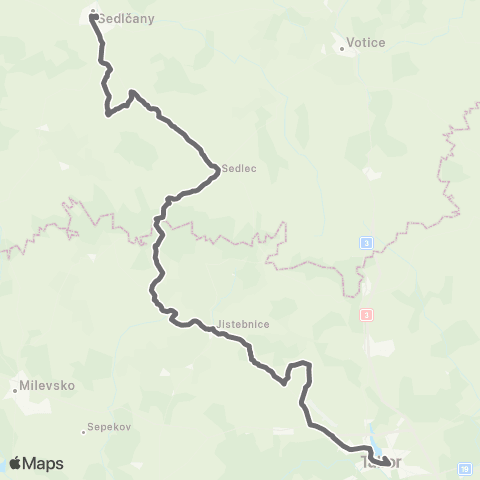 PID Tábor - Sedlec-Prčice - Sedlčany map