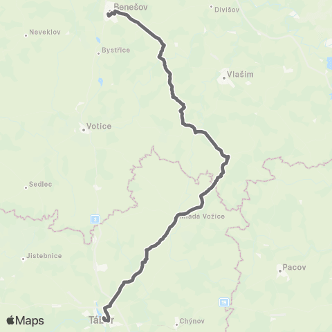 PID Tábor - Hlasivo - Mladá Vožice - Postupice - Benešov map