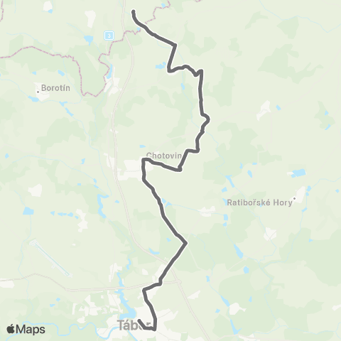 PID Tábor - Chotoviny - Nemyšl - Miličín map