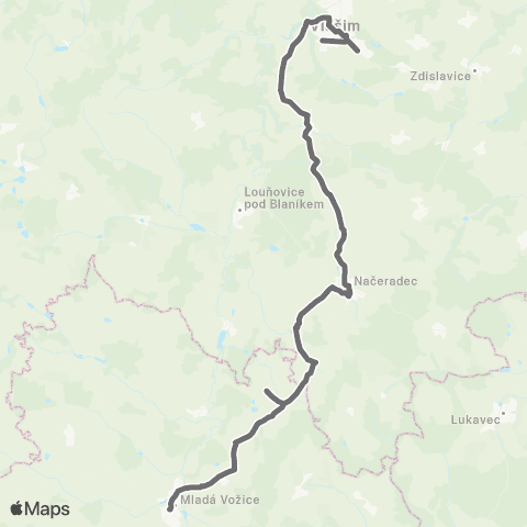 PID Mladá Vožice - Načeradec - Vlašim map