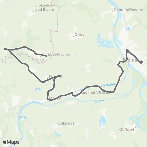 PID Mělník - Lužec Nad Vltavou - Horní Beřkovice map