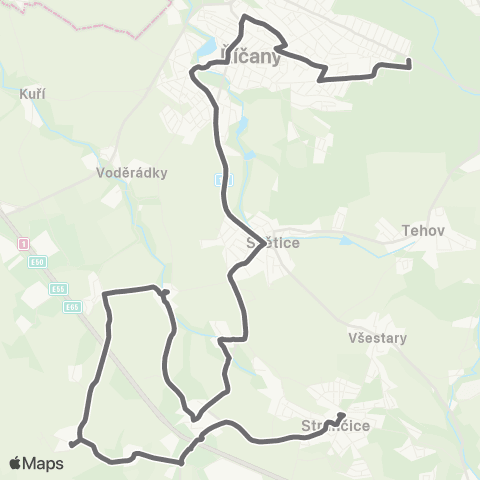 PID Strančice - Říčany map