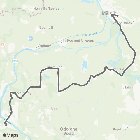 PID Mělník - Chlumín - Kralupy Nad Vltavou map