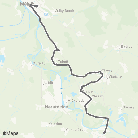 PID Mělník - Tišice - Kostelec Nad Labem map