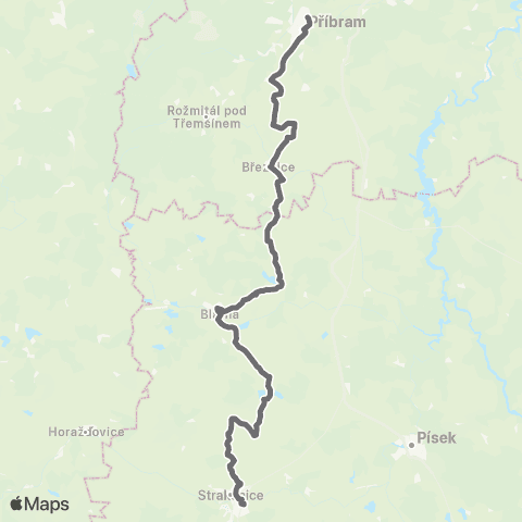PID Strakonice - Blatná - Příbram map