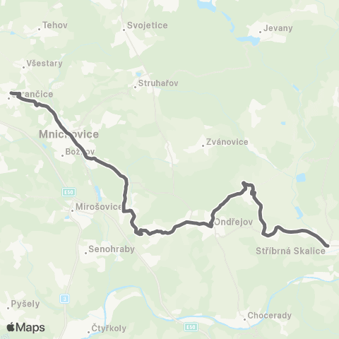 PID Strančice - Ondřejov - Stříbrná Skalice map