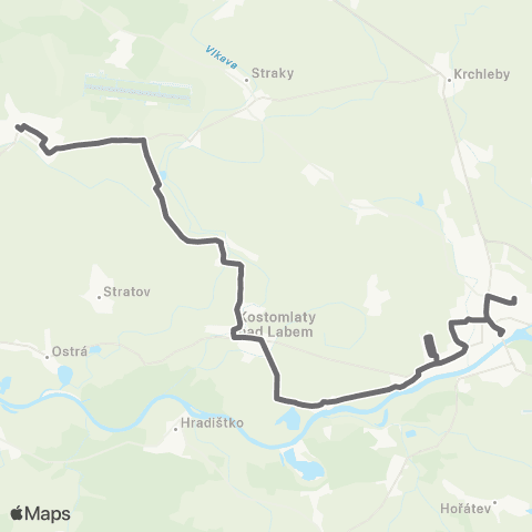 PID Nymburk - Kostomlaty Nad Labem - Milovice map
