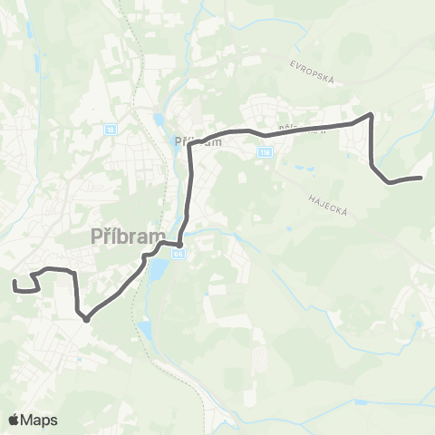PID Mhd Příbram 501 Šachetní - Milínská - Jiráskovy Sady - Dubno,Učiliště - Bytíz,Věznice map