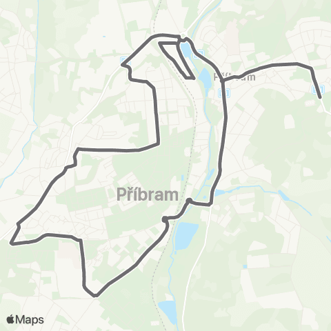 PID Mhd Příbram 503 Svatá Hora - Milínská - Zdaboř - Drkolnov - Březové Hory - Aut.Nádr. - Svatá Hora map