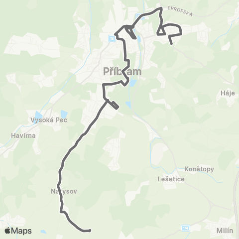 PID Mhd Příbram 506 Zavržice - Zdaboř - Fialka - II.Poliklinika - Aut.Nádr. - Koperníkova - Svatá Hora Areál map