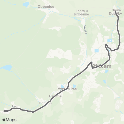 PID Trhové Dušníky - Příbram - Láz map