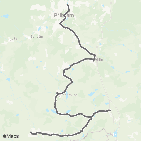 PID Příbram - Milín - Březnice map