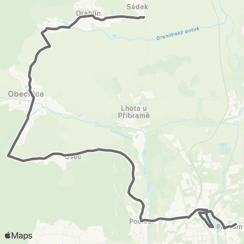 PID Příbram - Obecnice - Sádek map